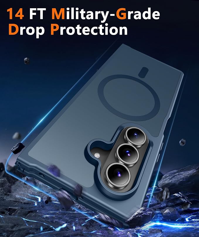 FNTCASE for Samsung Galaxy Z Fold7 Case: [Fit for Magsafe] [Screen Protector] Magnetic Translucent Matte, Military Grade Drop Protection, Shockproof Protective for Fold 7 Phone Cover (Blue 8.0 inch)