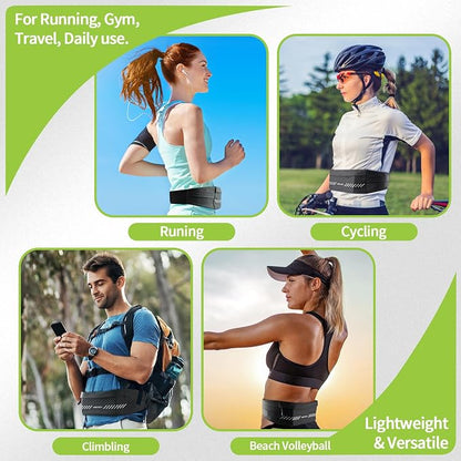 Slim Running Belt Fanny Pack for Men Women, Running Phone Holder, Waist Pack Runners Bag Money Belt with 3 Separate Pouch to Store Your Phone Key Money Safe, Waist Bag-Black