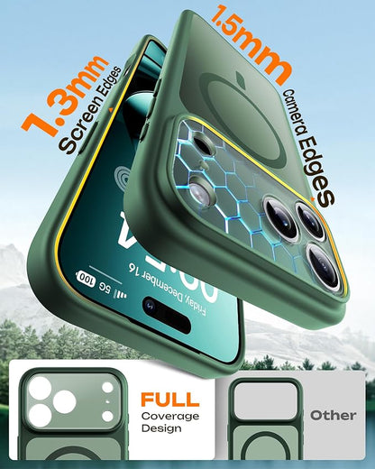 TOCOL for iPhone 17 Pro Case, Compatible with Magsafe Charger, Full Camera Protection, Translucent Matte Phone Case for 17 Pro 6.3 inch (Alpine Green)
