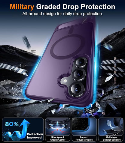 Magnetic for Samsung Galaxy S25 Plus Case, [Innovate Stand][Military Grade Drop Protection][Non Slip][Translucent Matte] Shockproof Phone Case for Galaxy S25 Plus 6.7" 2025 -Purple