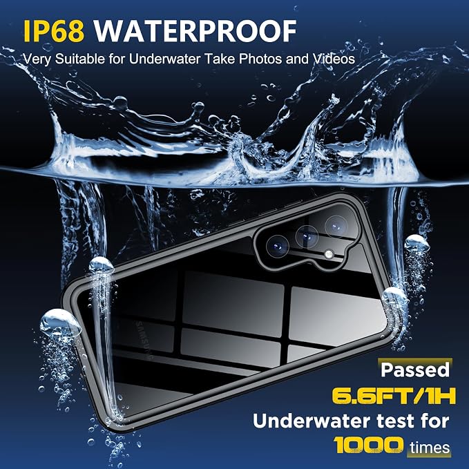 SPIDERCASE Designed for Samsung Galaxy S25 FE Case Waterproof,Built-in Screen & Camera Lens Protector[IP68 Underwater][Military Grade Shockproof] Full Body Protection Phone Case, Blue/Clear