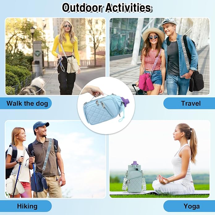 AGLOD Water Bottle Carrier Bag with Strap, Water Bottle Holder Crossbody Bags for Women Men for Walking, Hiking,Cycling
