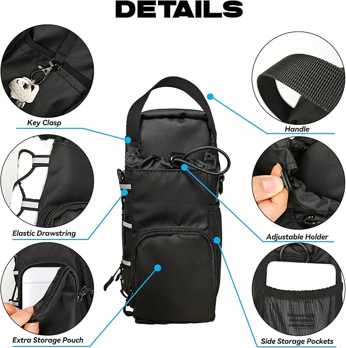 Magnetic Gym Bag for Men and Women, Magnetic Water Bottle Holder for Gym, Small Gym Bag, Gym Gifts for Women and Men (Black, <40 OZ)