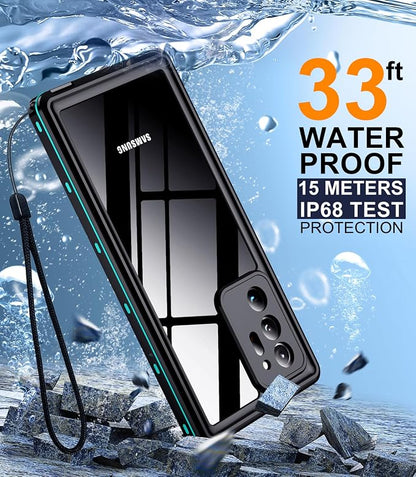 Temdan for Samsung Galaxy Note 20 Ultra Case Waterproof, [Military-Grade Drop Protection] [IP68 Underwater] Full Body Heavy Duty Rugged Shock-Proof Case for Note 20 Ultra 6.9''-Teal