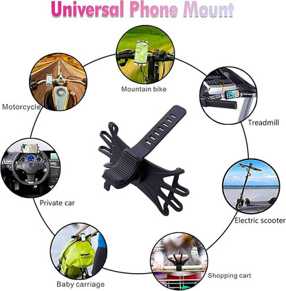 Bike Phone Mount Universal, 360°Rotation Silicone Bicycle Phone Holder Phone Holder for Bike Mount Compatible, for 4.7-6.9 Inches Phones, Easy Installation (2, Black)