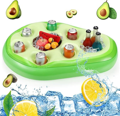 FillTouch Floating Drink Holder for Pool, Floating Cabana Bar, Hot Tub Drink Holder for Adults, Inflatable Pool Accessories(Avocado)
