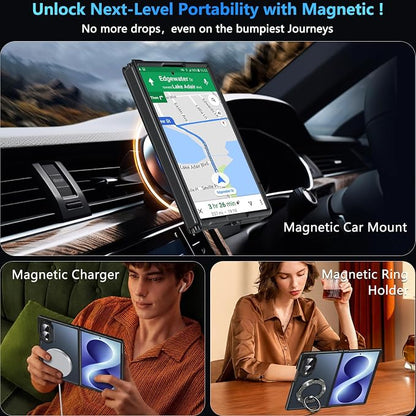 Hensinple Magnetic for Z Fold 8 Case, Samsung Galaxy Z Fold 8 Case[Fit for Mag-Safe ] Translucent Matte Military Grade Rugged Protection Shockproof Protective Hard Phone Cases, Black