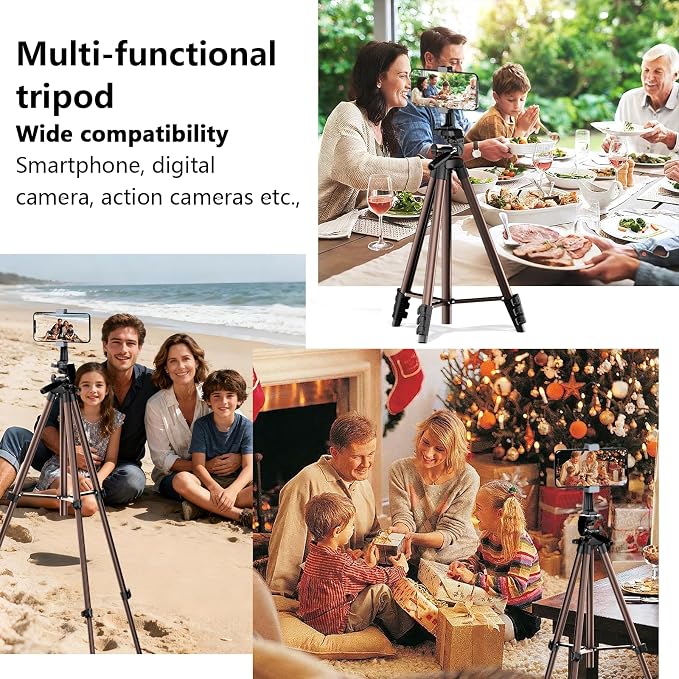 71" Camera Tripod,Lightweight Aluminum Phone Tripod with Wireless Remote, Phone Holder & Carry Bag, Portable Travel Camera Stand for Smartphones Canon Nikon DSLR Cameras, Max Load 6.6 lb (Rose Gold)