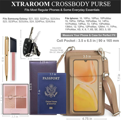 BULL GUARD Crossbody Leather Wallet Phone Purse, Anti Theft and RFID Blocking, Elegant Design for Travel