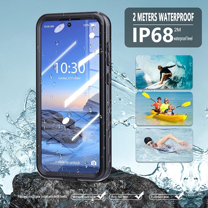 Omio for Galaxy A36 5G Waterproof Case, Full Body IP68 Underwater Clear Protective Case Built-in Screen Protector Heavy Duty Shockproof Case for Men Women, Black