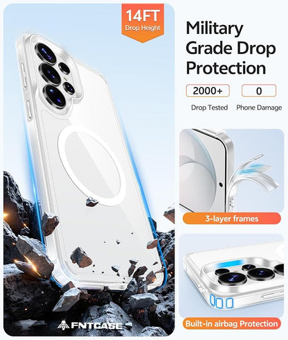 FNTCASE for Samsung Galaxy S26-Ultra Case: [Fit for Magsafe] [Screen Protector] Anti Yellowing Transparent Clear Military Grade - Shockproof Protective Phone Cover - Clear