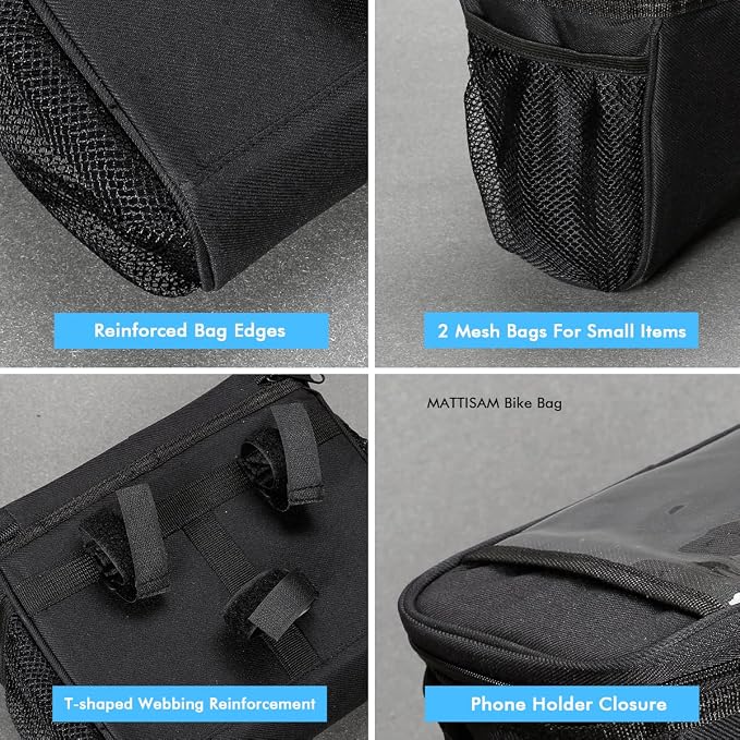 Bike Handlebar Bag - Front Basket with Bike Phone Mount, Bicycle Cooler Pouch Pack for Kids Girls Boys Men Women