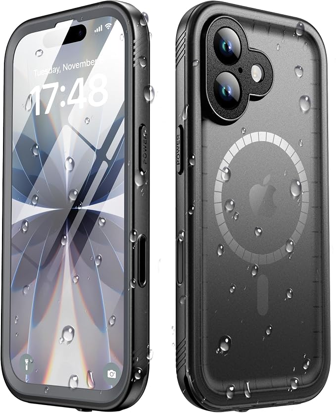SPORTLINK for iPhone 17 Waterproof Phone Case - Built in Screen Protector/Shockproof Compatible with MagSafe/MilitaryRugged/Dropproof/Dustproof/Heavy Duty, Full Body for iPhone 17 6.3 inch Black