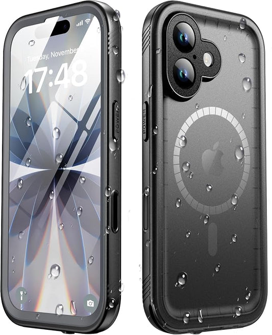 SPORTLINK for iPhone 17 Waterproof Phone Case - Built in Screen Protector/Shockproof Compatible with MagSafe/MilitaryRugged/Dropproof/Dustproof/Heavy Duty, Full Body for iPhone 17 6.3 inch Black