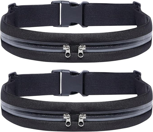 2 Pack Running Belt Fanny Packs for women and men,Belt Bag for Hiking Cycling Workout,Reflective Fanny Packs for Men Runners Belt Compatible with iPhone13,12 pro,Travelling Money Phone Holder