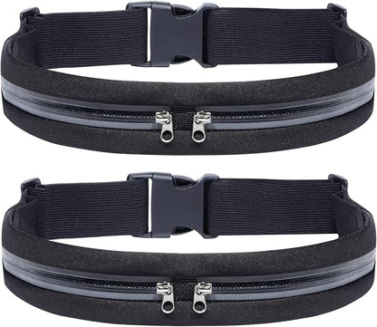 2 Pack Running Belt Fanny Packs for women and men,Belt Bag for Hiking Cycling Workout,Reflective Fanny Packs for Men Runners Belt Compatible with iPhone13,12 pro,Travelling Money Phone Holder