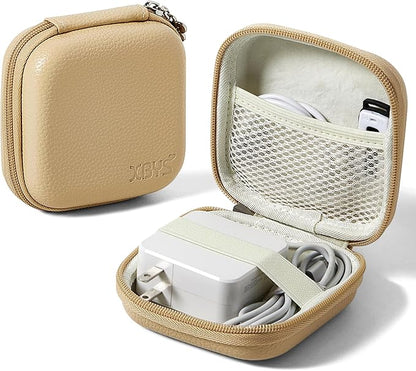 Charger Case for Macbook, Portable Tech Electronic Organizer Bag, Small Travel Storage Pouch for Laptop Accessories, MacBook Power Adapter, Charging Cords, USB Drives (Light Khaki, M)