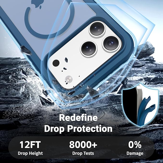 jaroco Magnetic for iPhone 17 Pro Max Case, [Compatible with MagSafe][Military Grade Drop Protection][Heavy Duty Protection][Non-Slip][Shockproof] 2-Layer Durable Bumper Phone Case 6.9''-Deep Blue