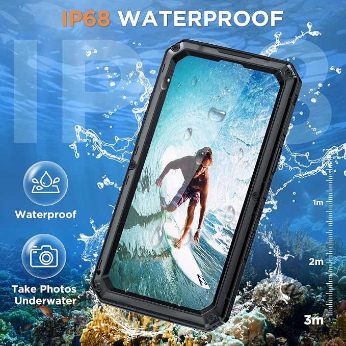 Beasyjoy for iPhone 16e Case/iPhone 17e Case Waterproof, Metal Heavy Duty Full Body Protective Case with Built-in Screen Protector, Military Grade Shockproof Cover for iPhone 16e/17e 6.1", Black