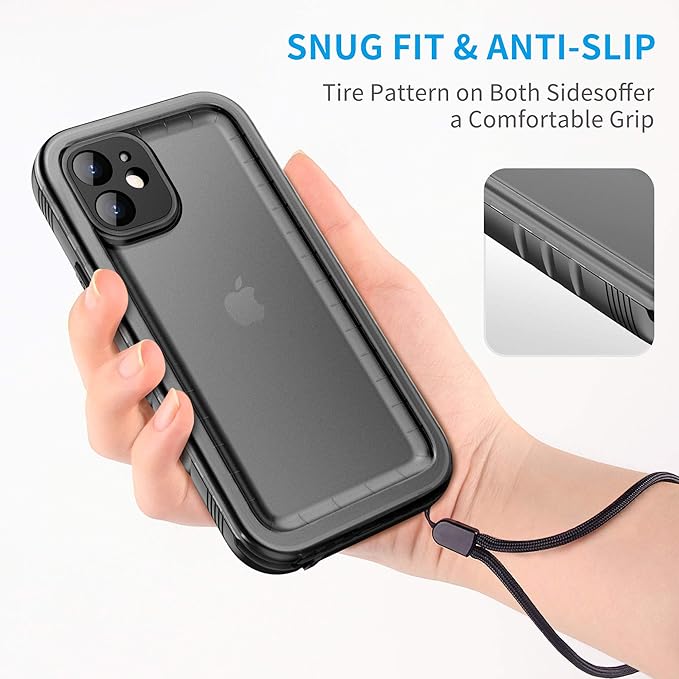 Cozycase Compatible with iPhone 12 Mini Waterproof Case - Full Body Rugged Dustproof Shockproof Case with Built-in Screen Protective Case for iPhone 12 Mini 5.4 inch (Black)