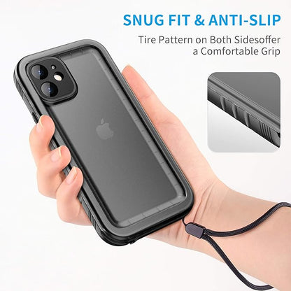 Cozycase Compatible with iPhone 12 Mini Waterproof Case - Full Body Rugged Dustproof Shockproof Case with Built-in Screen Protective Case for iPhone 12 Mini 5.4 inch (Black)