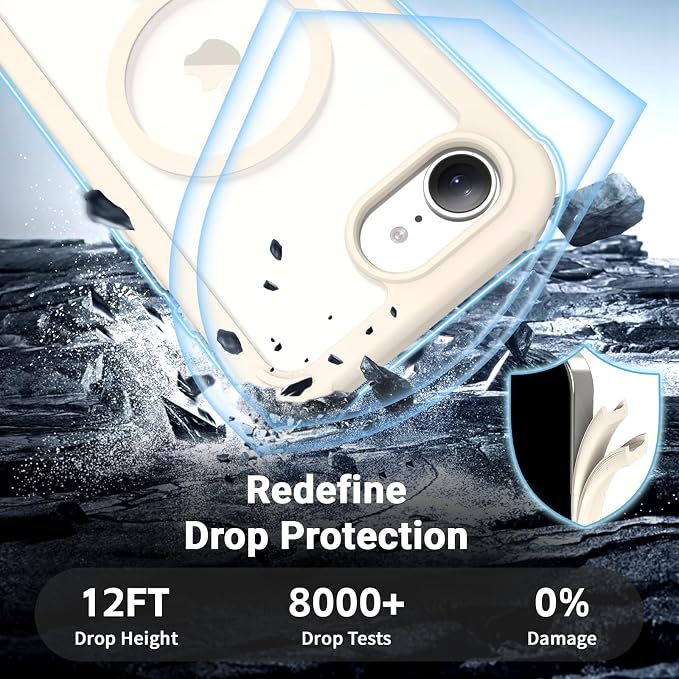 jaroco Magnetic for iPhone 17e Case& iPhone 16e Case,[Compatible with MagSafe][Military Grade Drop Protection][Heavy Duty Protection][Non-Slip][Shockproof]2-Layer Bumper Phone Case 6.1''-Antique White