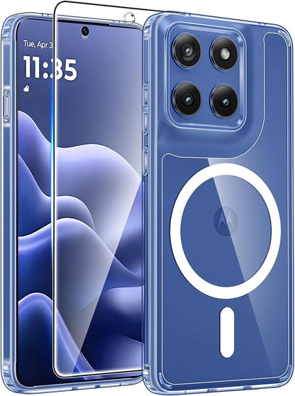 FNTCASE for Motorola Edge 2026 Case, Fit for Magsafe, Screen Protector | Anti Yellowing Magnetic Back, 14FT Military Grade Drop Protection, Shockproof Protective Phone Cover, Transparent