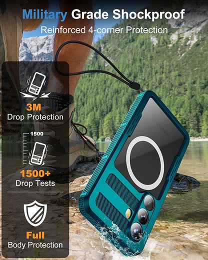for Samsung Galaxy S26+ Plus Waterproof Case, [Fit for Magsafe] [IP68 Water Proof] [Built-in Screen Protector], Magnetic Heavy Duty Military Grade Rugged Phone Case for S 26+ Plus 6.7", Teal