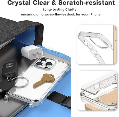for iPhone 16 Case with Strap, Clear Shockproof Crossbody Phone Cover w/Removable Anti-Theft Adjustable Lanyard for Women, Travel, Shopping, Hiking (6.1", Grey)