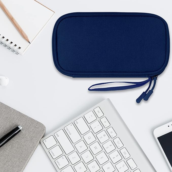 Lacdo Electronic Organizer, Travel Cable Organizer Bag Pouch Tech Electronic Accessories Carry Case Portable Double Layer Charger Case for Cable, Cords, Charger, Phone, Earphone, Power Bank, Navy Blue