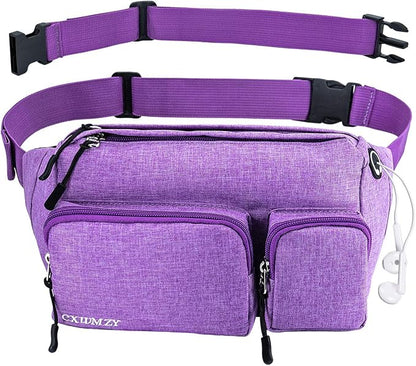 CXWMZY Fanny Packs For Women & Men, Waist Bag Hip Bum Bag Strap Extension Large Capacity Easy Carry Any Phone Passport Wallet for Outdoors Workout Traveling Casual Running Hiking Cycling Dog Walking