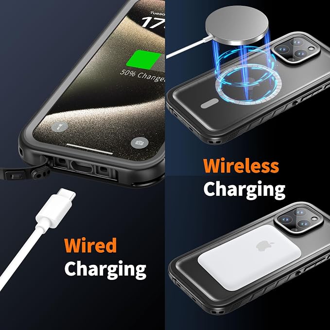 Cozycase for iPhone 14 Pro Max Waterproof Shockproof Dustproof Case [Compatible with MagSafe] - Heavy Duty/360 Full Body/Military Grade/Rugged Built in Screen/Camera Protector with Lanyard Black