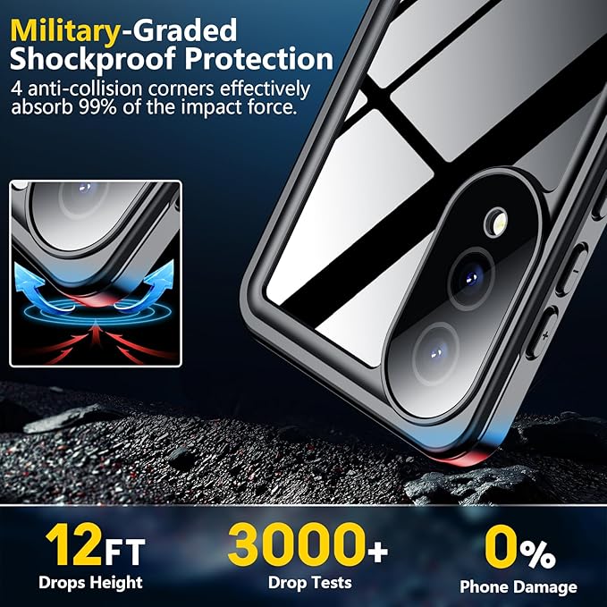 SPIDERCASE for Samsung Galaxy S25 Edge Case Waterproof, Built-in Screen&Camera Lens Protector, [IP68 Underwater][12FT Military Grade Shockproof] Phone Case, Blue/Clear