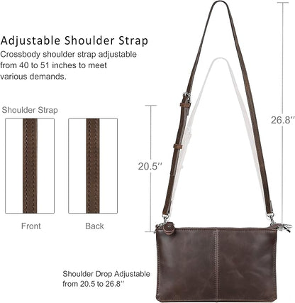 befen Genuine Leather Wristlet Clutch Wallet Purses Small Crossbody Bags for Women with RFID Blocking Card Slots
