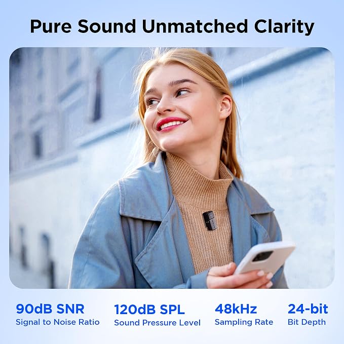 Saramonic Air Wireless Microphone for iPhone/Camera/Android/PC, 48kHz/24-bit,120dB Max SPL, 300m Range, Noise Cancelling, 30h Use for Filmmaking and Content Creation (USB Type-C Version)