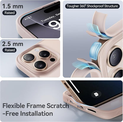 CASEKOO for iPhone 16 Pro Case, [Never Yellow Technology] [Mil-Grade Drop Protection] Translucent Slim Cover Women Men for iPhone 16 Pro Case Phone Case 6.1 inch, Rose Gold