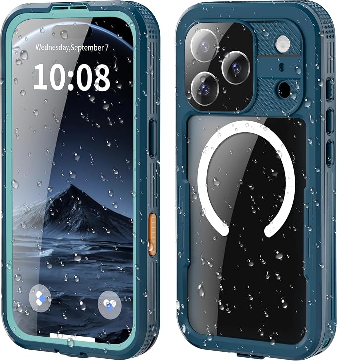 Losin Compatible with iPhone 17 Pro Waterproof Case, [Compatible with MagSafe] [Built-in Screen Protector], Full Body Protection Military Grade Shockproof Case, Teal