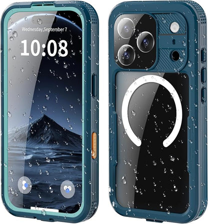 Losin Compatible with iPhone 17 Pro Waterproof Case, [Compatible with MagSafe] [Built-in Screen Protector], Full Body Protection Military Grade Shockproof Case, Teal