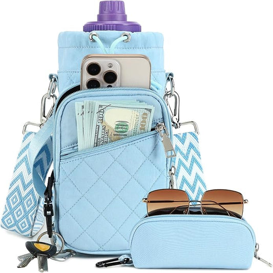 AGLOD Water Bottle Carrier Bag with Strap, Water Bottle Holder Crossbody Bags for Women Men for Walking, Hiking,Cycling