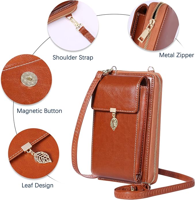 HUANLANG Small Crossbody Phone Bags for Women Leather Cell Phone Purse Wallet | Small, Cell Phone