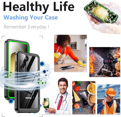 Temdan for Samsung Galaxy S23 Case,Waterproof Built-in Lens & Screen Protector[Full Body Shockproof][12 FT Military Drop Proof][Dustproof][IP68 Underwater] Case for Galaxy S23 6.1’’-Green