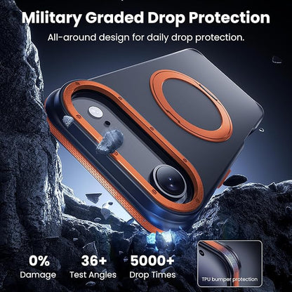Strong Magnetic Case for iPhone Air (6.5", 2025) with Stand, Drop-Proof Bumper Cover with Contrast Color Border, Military-Grade Drop Protection, Shockproof Slim Thin Cover,Orange