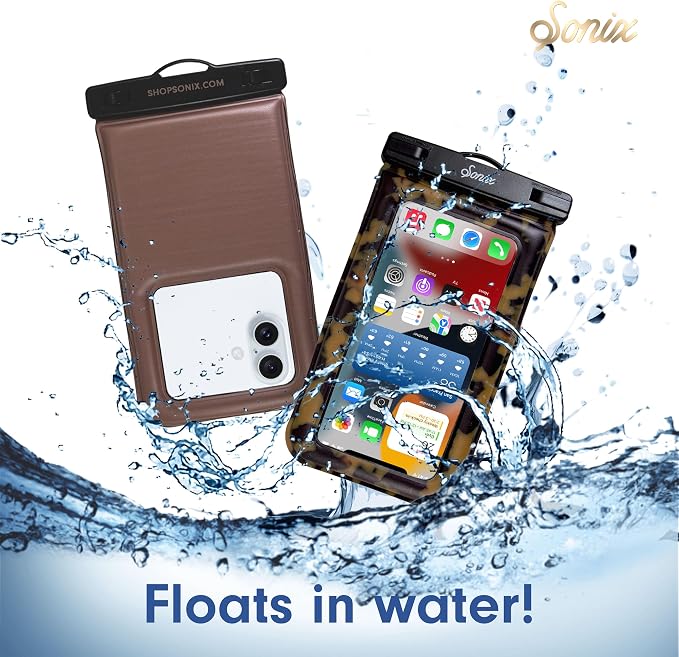 Sonix Waterproof Phone Pouch - Floating Phone Case Dry Bag w/Crossbody Lanyard - Beach Cruise Travel Essentials - Compatible w/All Devices, Touchscreen Friendly | Mocha