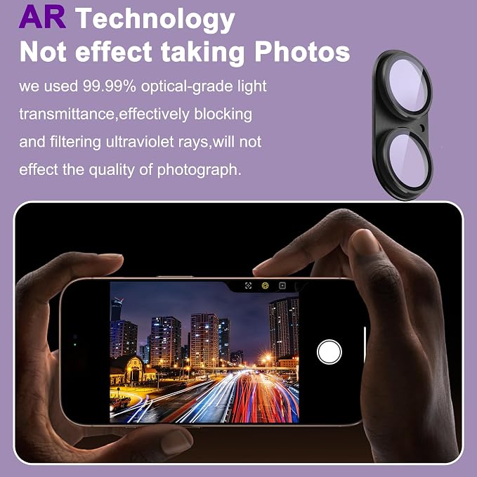 2 Pack Camera Lens Protector for iPhone 17,[Not Easy to Breakn ] AR Tempered Glass Strong Adsorption Metal Camera Cover Screen-Black
