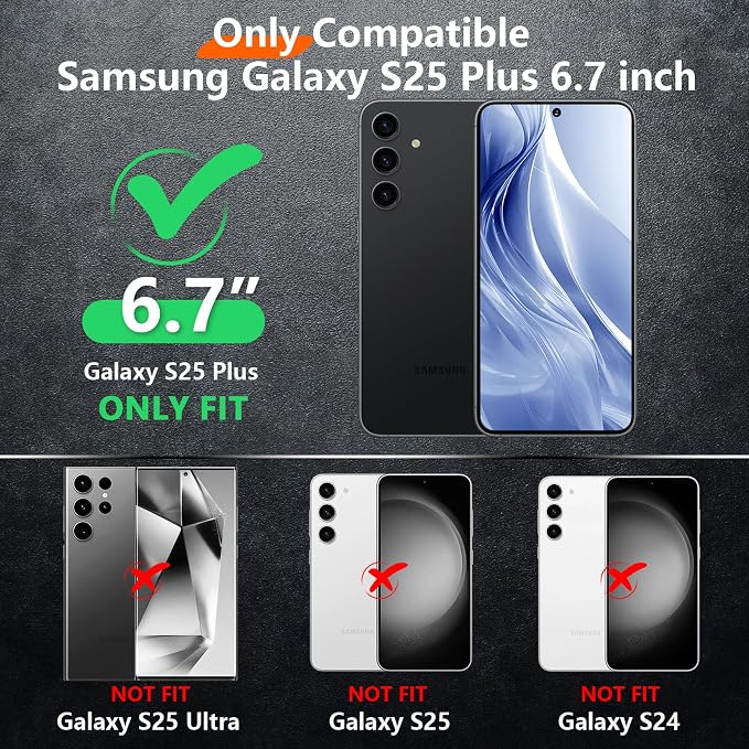 Red2Fire for Samsung Galaxy S25 Plus Case, [Military Grade Shockproof] Heavy Duty Full Body Protection Phone Case for S25 Plus Case 6.7 inch,Black