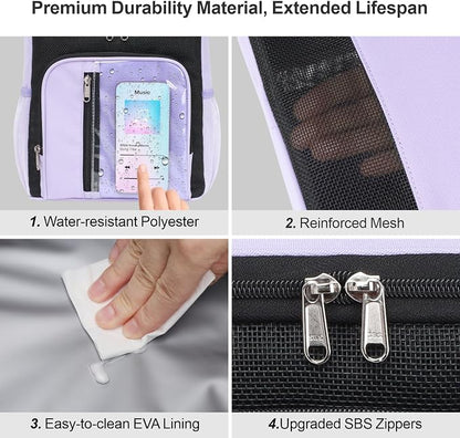 F-color Shower Caddy Portable for College Dorm Essentials - Large Hanging Sturdy Handle Toiletry Tote Bag with Hook, Multiple Pockets, Quick Dry Organizer for Camping, Travel, Gym, Purple