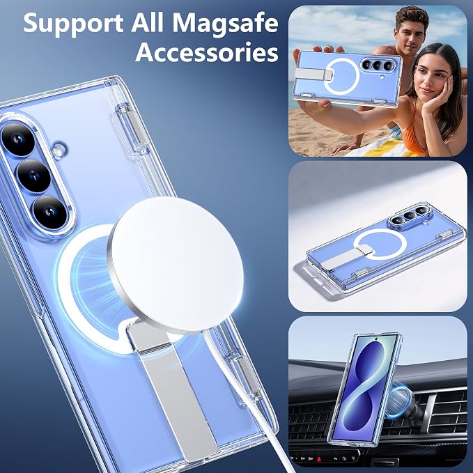 For Samsung Galaxy Z Fold 8 Ultra Case with Kickstand & Screen Protector | MagSafe-Compatible,Military Grade Drop Tested Non-Slip Slim Shockproof Case for Samsung Galaxy Z Fold 8 Ultra-Clear