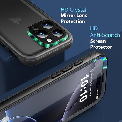 SPORTLINK for iPhone 16 Pro Waterproof Case - Shockproof Dustproof Case with Built-in Clear Screen Protector, Full Body Heavy Duty Sealed Protective Cover for i Phone 16 Pro 6.3" Black