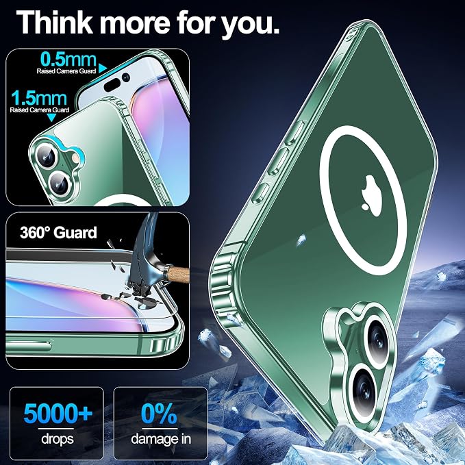 xiwxi for iPhone 16 Plus Case, [Compatible with Magsafe], with Screen Protector+Camera Protector, [Military-Grade Drop Protection], Anti-Yellowing Magnetic Phone Case-Clear