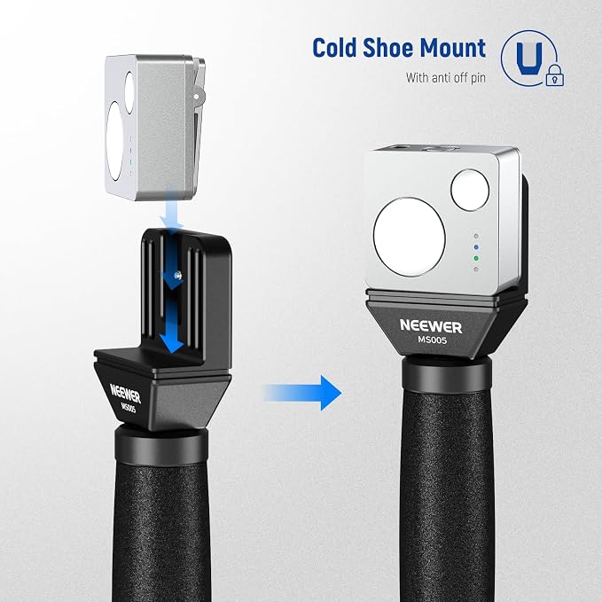 NEEWER 13"/33cm Telescopic Lavalier Microphone Handheld with Anti Off Cold Shoe Foam Windscreen Interview Mic Handle Compatible with Rode Wireless Go II DJI Mic CM31, MS005